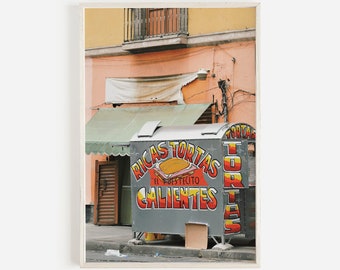 Arte de pared de vendedor ambulante, Impresión de camión de torta, Cocina de la Ciudad de México, Imprimible de viaje, Arte de pared de camión de tacos, Vendedor ambulante en la Ciudad de México