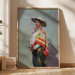 Mexico Bull Fighter Print, Matador Artwork, Oil Painting Poster, Vintage Bull Fighter Art, Mexican Heritage, Bullfighter Printable Art