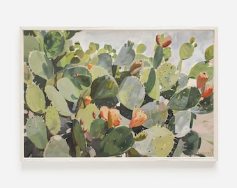 Arte imprimible de cactus femeninos, cactus de tuna, póster moderno del oeste, decoración de habitación desértica, impresión de cactus mexicanos, arte mural vintage mexicano