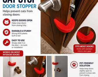 Cat Door Stop - Prevents Cats from Closing Doors