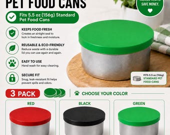 Reusable Lid for 5.5oz (156g) Cat Food Cans (Three Pack) - Compatible with Hills Prescription Diet Food
