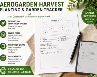 AeroGarden Harvest Planting Log - Printable (Digital Download) - PDF - Hydroponic seed starting and placement guide