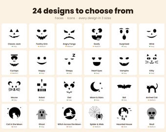 Printable Pumpkin Carving Templates - Halloween Stencils (Digital Download)