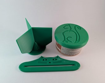 Cat Food Essentials Bundle (5oz) - Pouch Squeezer, Reusable Lids & Food Splitter