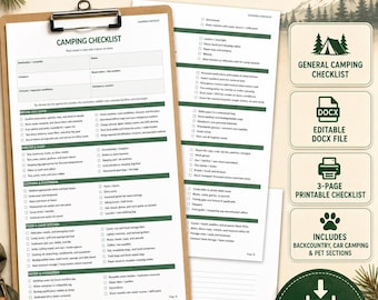 Printable Camping Checklist (Digital Download)