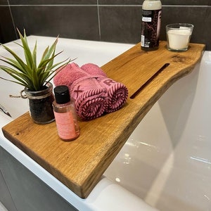 Bathtub shelf wood solid oak wild oak