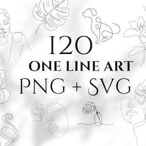 Lot svg d'art en une ligne. SVG minimaliste, tatouage Svg, une seule ligne Svg, lot de dessins au trait svg et png. Dessin au trait continu svg png.
