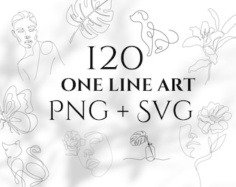 Ein Line Art SVG Bundle. Minimalistische SVG-Datei, Tattoo-Svg-Datei, Single-Line-Svg, Line Art Bundle svg und png. Kontinuierliche Linie Kunst svg png.