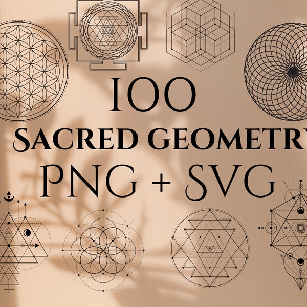 Paquete SVG de geometría sagrada, SVG minimalista, tatuaje svg, archivos png svg, geometría svg, mandala svg, símbolos de geometría sagrada svg png