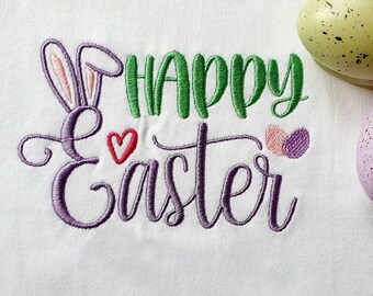 Happy Easter Embroidery Design, Easter Machine Embroidery File, Easter Bunny Embroidery, Instant Download - 5 Sizes