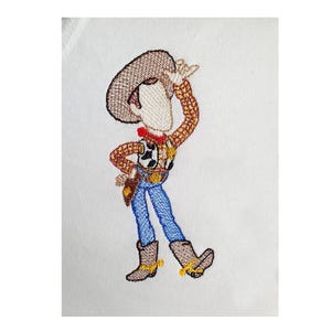 Cartoon Inspired Cowboy Sheriff Machine Embroidery Design, Sketch Fill Rag Doll Embroidery Pattern, Instant Download - 5 sizes