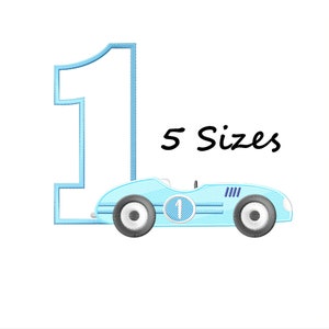 Erster Geburtstag Vintage Rennauto Stickerei Muster, Applikation Zahl klassischer Sportwagen Maschinenstickerei, Instant Download - 5 Größen