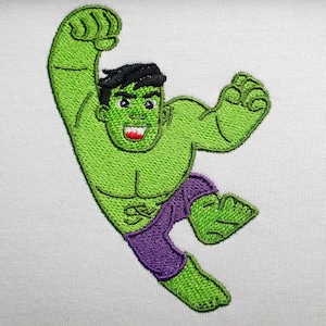 Grüne Superheld inspiriert Stickmuster, Maschinenstickerei, Super starke böse Cartoon Charakter Stickmuster, Instant Download - 4 Größen