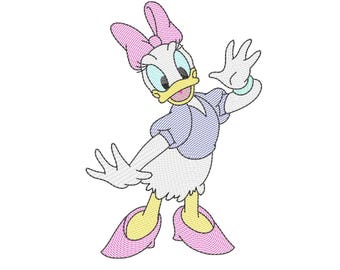 Cartoon Inspired Duck Sketch Machine Embroidery Design, Instant Download - 7 sizes
