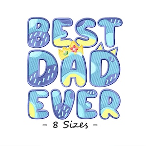 Cartoon Dad Blue Dog Machine Embroidery Design, Father's Day Embroidery Design, Dad's Birthday Embroidery Pattern, Instant Download 8 Sizes