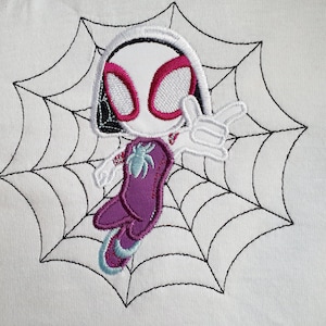 Little Spider Girl Inspired Applique Embroidery Design, Spider Machine Embroidery Files, Instant Download - 3 Sizes