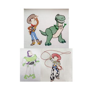 Cartoon Inspired Machine Embroidery Design Bundle, Sketch Fill Toy Embroidery Pattern, Instant Download