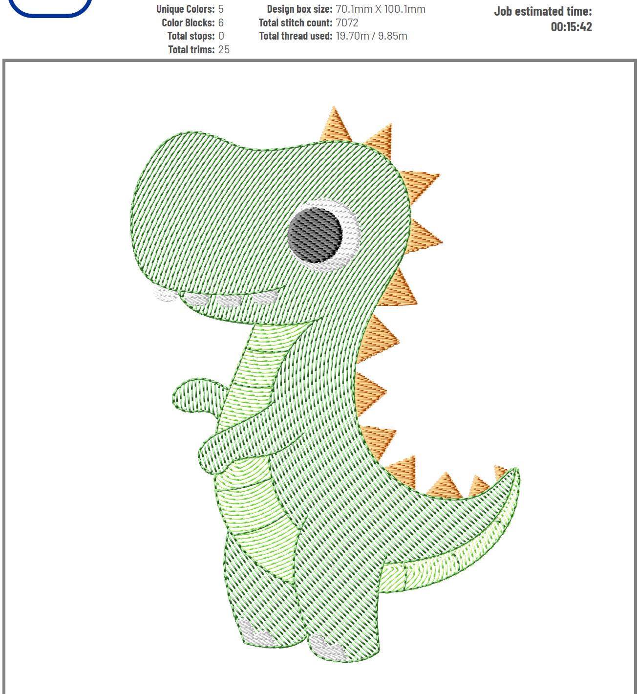 Cute Dino Machine Embroidery Design, Sketch Fill Dinosaur Embroidery ...