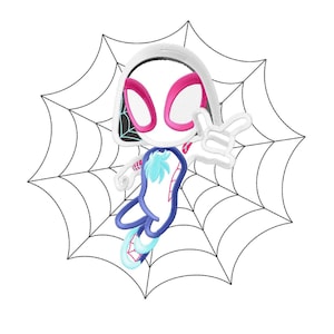 Little Spider Girl Inspired Applique Embroidery Design, Spider Machine Embroidery Files, Instant Download - 3 Sizes