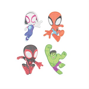 Little Spider Friends Embroidery Design Bundle, Spiders and Green Superhero Machine Embroidery Files, Instant Download - 4 Sizes