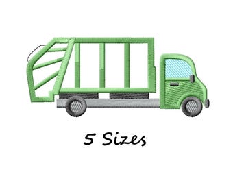 Garbage Truck Applique Machine Embroidery Design, Trash Truck - Recycling Truck Machine Embroidery Pattern, Instant Download - 5 Sizes