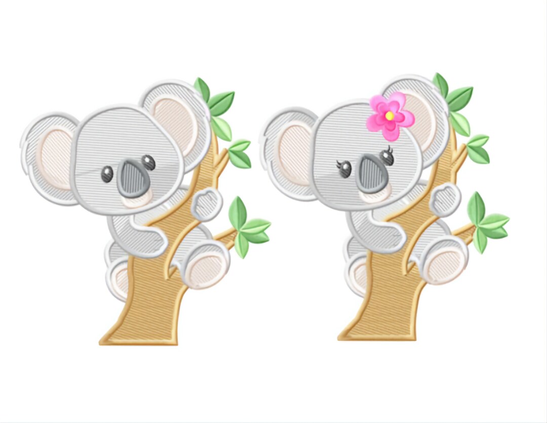 Koala Machine Embroidery Design Bundle, Cute Animal Embroidery Pattern ...