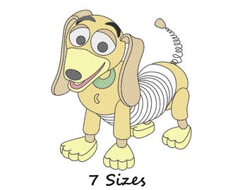 Cartoon Inspired Dog Machine Embroidery Design, Sketch Fill Slinky Dog Embroidery Pattern, Instant Download - 7 sizes