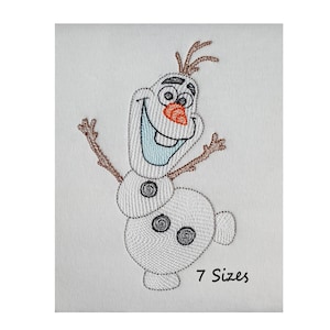 Disegno per ricamo a macchina ispirato ai cartoni animati, motivo per ricamo ispirato al pupazzo di neve, download immediato - 7 dimensioni