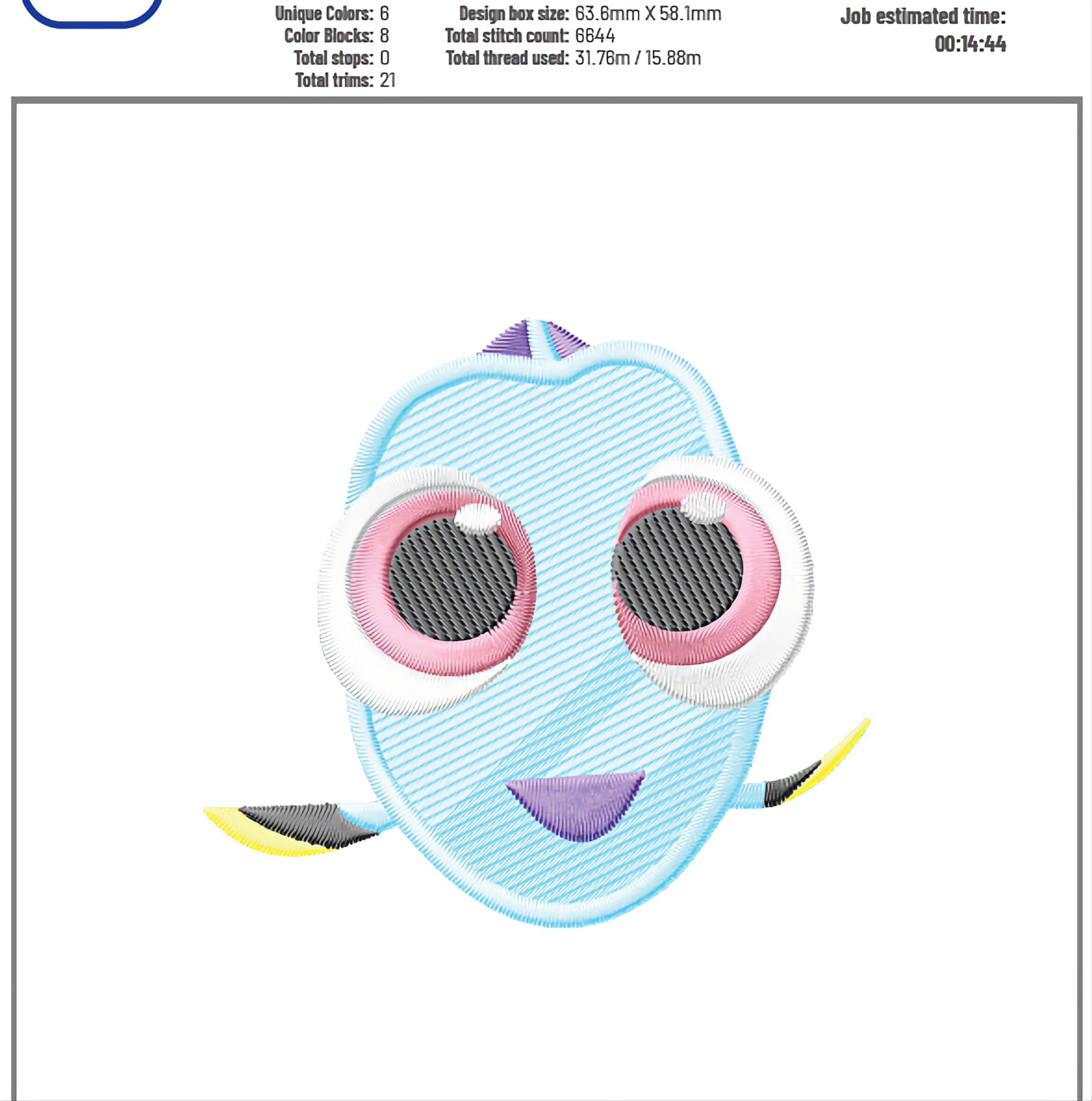 Cartoon Blue Tang Machine Embroidery Design, Instant Download - 5 Sizes ...