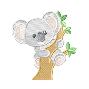 Koala Machine Embroidery Design, Cute Animal Embroidery Pattern, Newborn Baby Embroidery Design, Instant Download 5 sizes