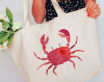 Red Crab Tote Bag with 2 Sizes