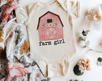 Body orgánico natural para bebé con diseño de granja de Farm Girl