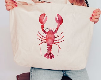 Sac fourre-tout homard rouge avec 2 tailles