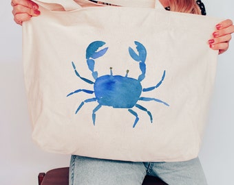 Blaue Krabbe Einkaufstasche mit 2 Größen