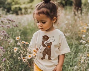 California Love Bear Hug Natural Organic Kids Youth Toddler T Shirt