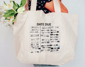library Card Date Due Tote Bag with 2 Sizes
