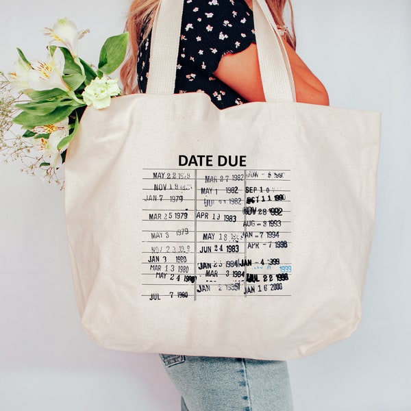 library Card Date Due Tote Bag with 2 Sizes