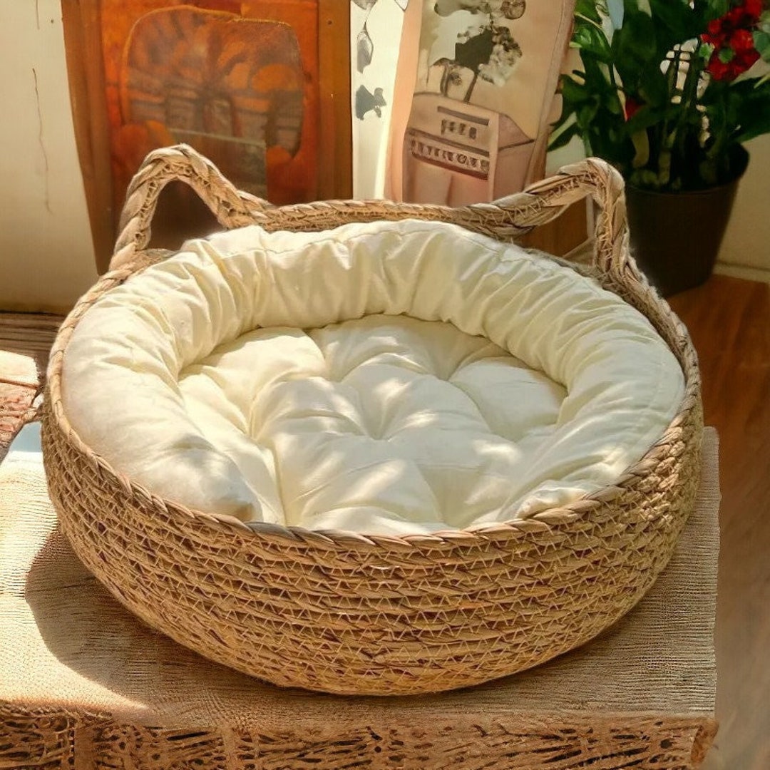 Hand Woven Cat Bed Cute Cat Bed, Handmade Cat Bed, Cat Basket Bed, Cat Nest, Warm Cat Bed, Cozy