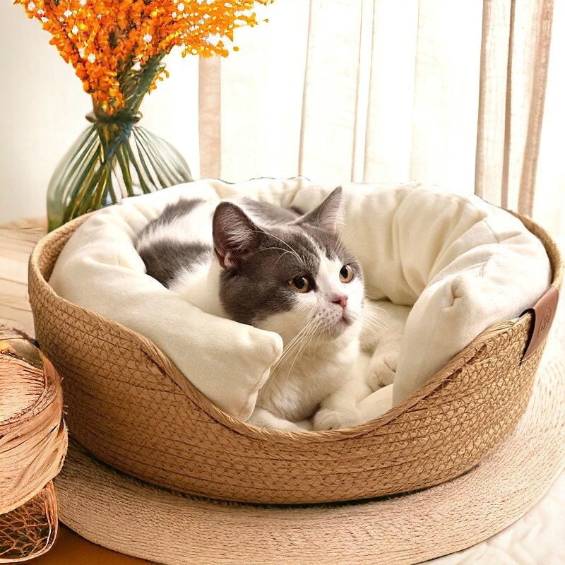 Japanese Style Tucon Cat Bed Handmade Cat Bed, Cat Basket Bed, Cute Cat