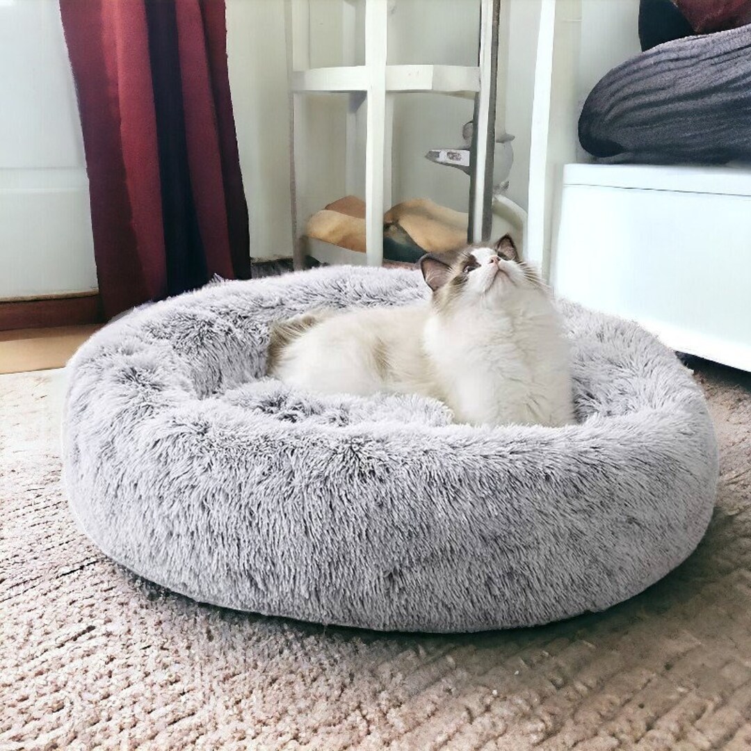 Calming Cat Bed Fluffy Cat Bed, Warm Cat Bed, Cozy Cat Bed, Cat Bed, Cat Cave, Cat Nest, Round