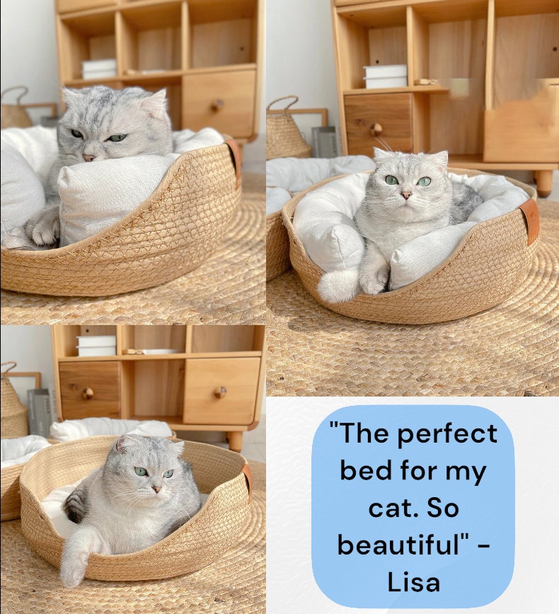 Japanese Style Tucon Cat Bed Handmade Cat Bed, Cat Basket Bed, Cute Cat
