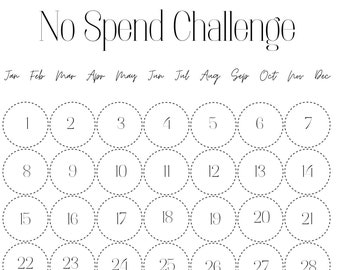 No Spend Tracker, No Spend Challenge, Digital Download