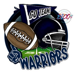 Warriors Football PNG, Navy, High Resolution png, DESIGN ONLY **Mockup Visual Purpose only**-Commercial Use allowed