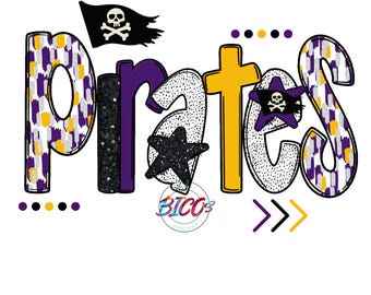 Pirates Brushstroke Alpha, Yellow-Purple, High Res PNG, Design Only **Mockup Visual Purpose only**-Commercial Use allowed