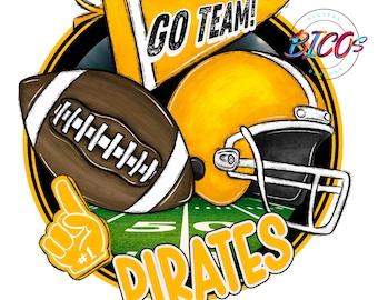 Pirates Football PNG, Yellow, High Resolution png, DESIGN ONLY **Mockup Visual Purpose only**-Commercial Use allowed