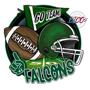 Falcons Football PNG, Green, High Resolution png, DESIGN ONLY **Mockup Visual Purpose only**-Commercial Use allowed