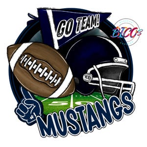 Mustangs Football PNG, Navy, High Resolution png, DESIGN ONLY **Mockup Visual Purpose only**-Commercial Use allowed