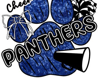 Panthers Cheer, blauw en zwart, hoge resolutie, png-bestand (png), 300 dpi (alleen ontwerp) **alleen mock-up voor visuele doeleinden**-commercieel gebruik toegestaan