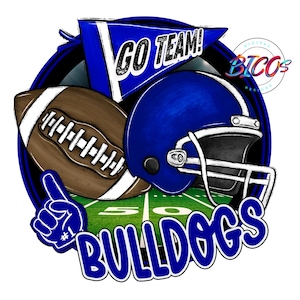 Bulldogs Football PNG, Blue, High Resolution png, DESIGN ONLY **Mockup Visual Purpose only**-Commercial Use allowed