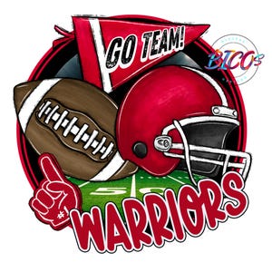 Warriors Football PNG, Red, High Resolution png, DESIGN ONLY **Mockup Visual Purpose only**-Commercial Use allowed